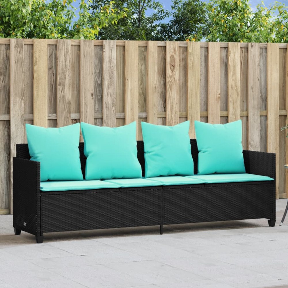 vidaXL Solsäng med dynor svart konstrotting