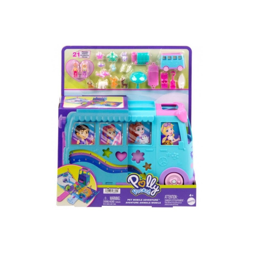 MATTEL Polly Pocket husdjur mobilt äventyr förvandlingsbart hus på...