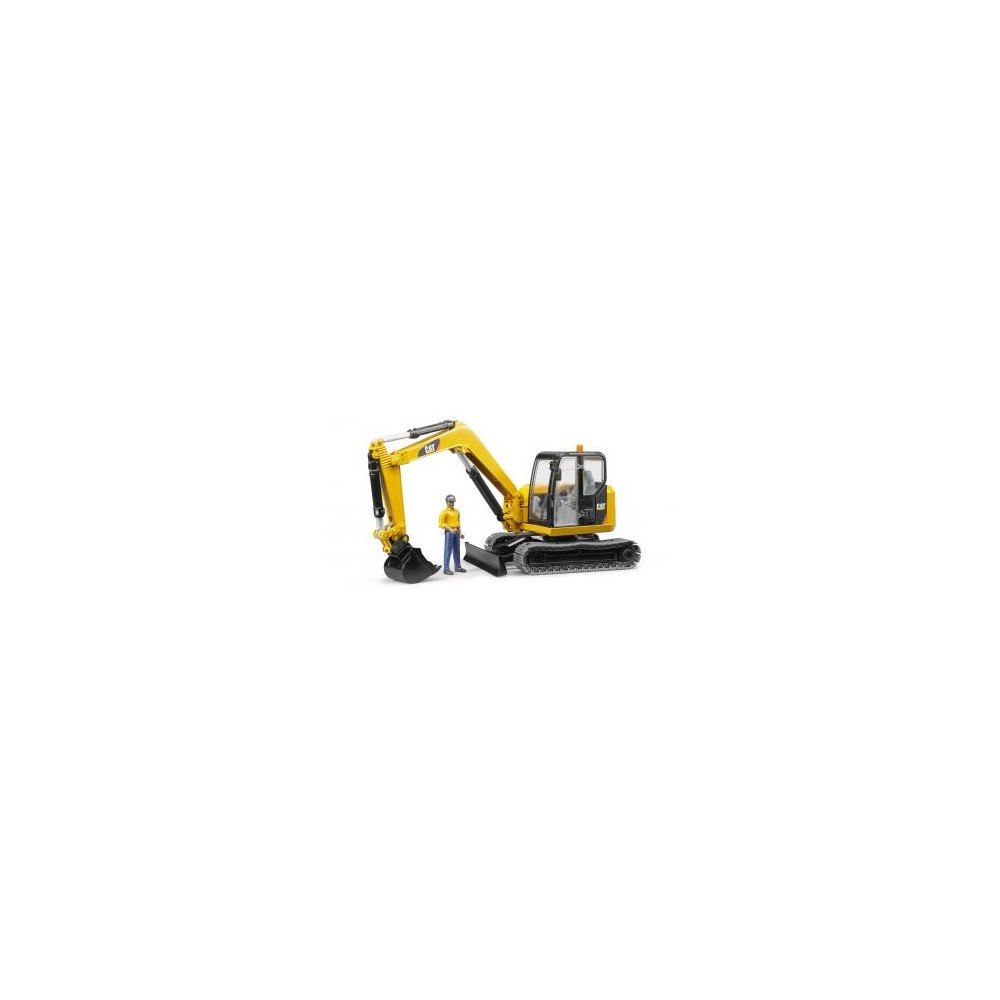 Bruder BRUDER Cat Mini Excavator with worker, Modellgrävmaskin, Pla...