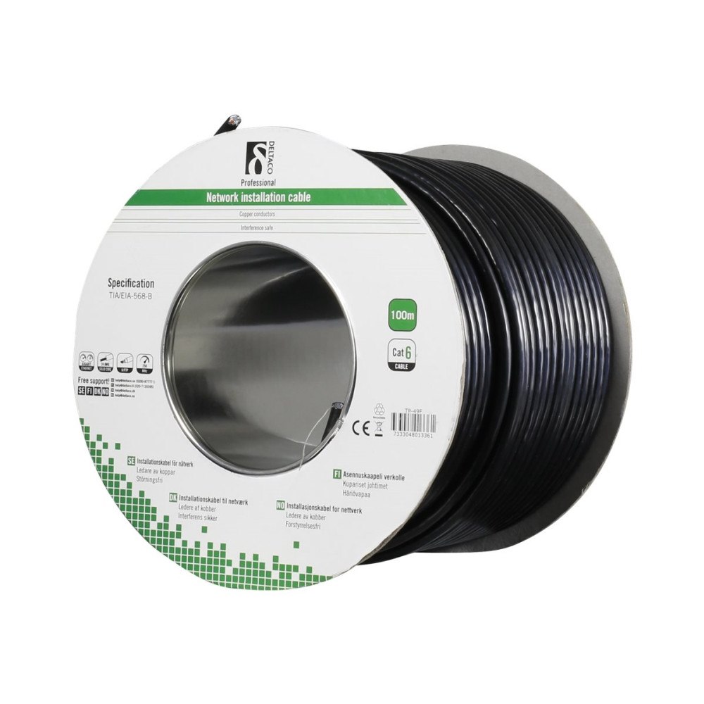 Deltaco DELTACO TP-49F - bulkkabel - 100 m - svart