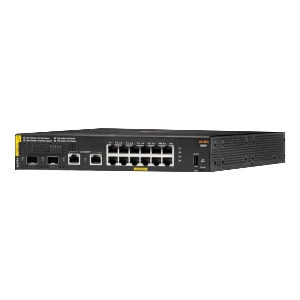 Hewlett Packard Enterprise HPE Aruba 6000 12G Class4 PoE 2G/2SFP 139W Switch - switch - 12 portar - Administrerad - rackmonterbar