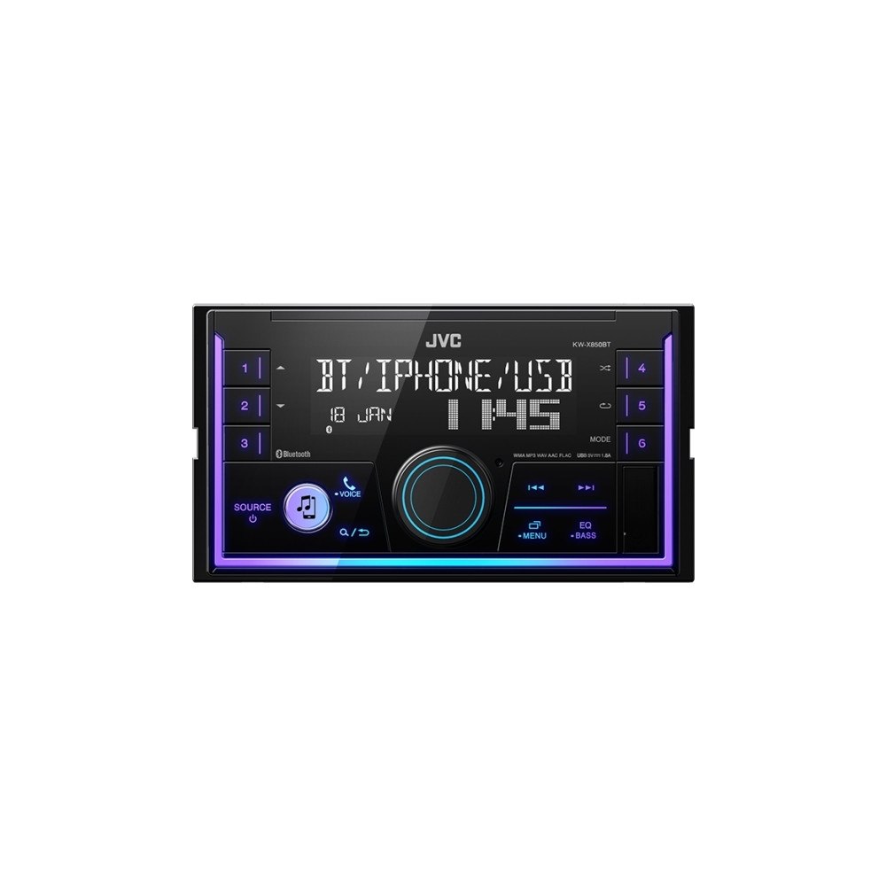 JVC JVC KW-X830BT, Sort, 2 DIN, 50 W, AAC, FLAC, MP3, WAV, WMA,...