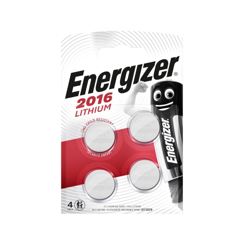 ENERGIZER Knapcelle batterier Energizer Lithium CR2016, 3V, pakke a 4...