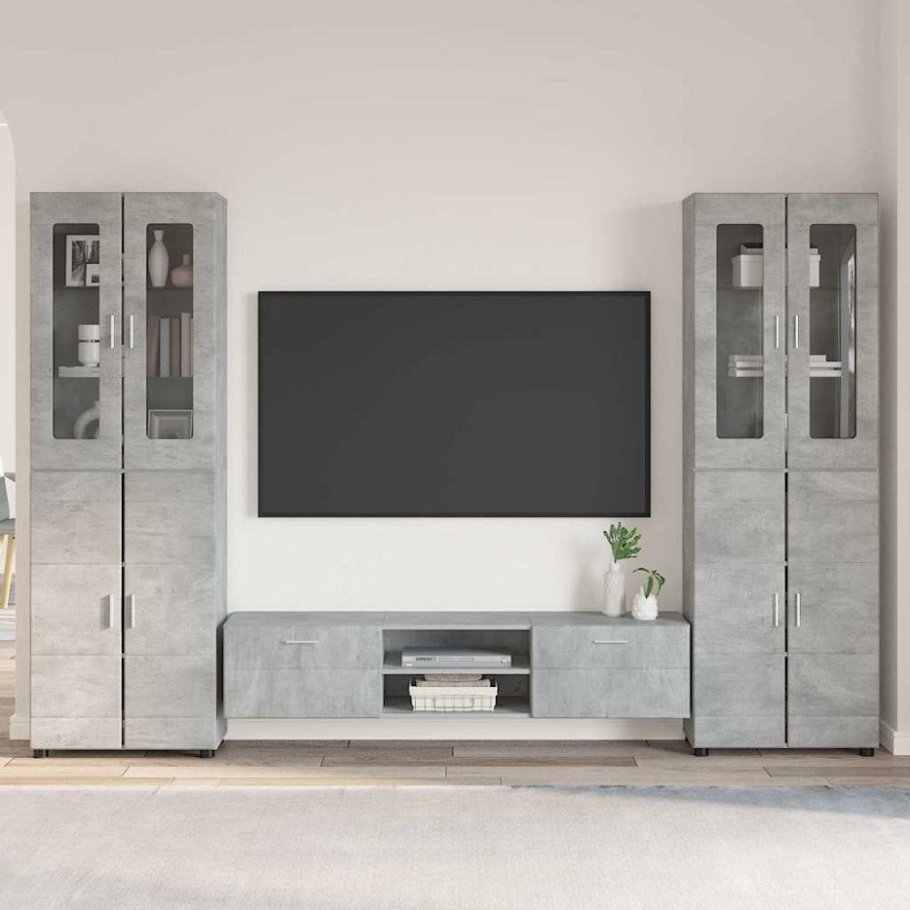 vidaXL TV-bänkset med låda med hylla Betonggrå Konstruerat trä