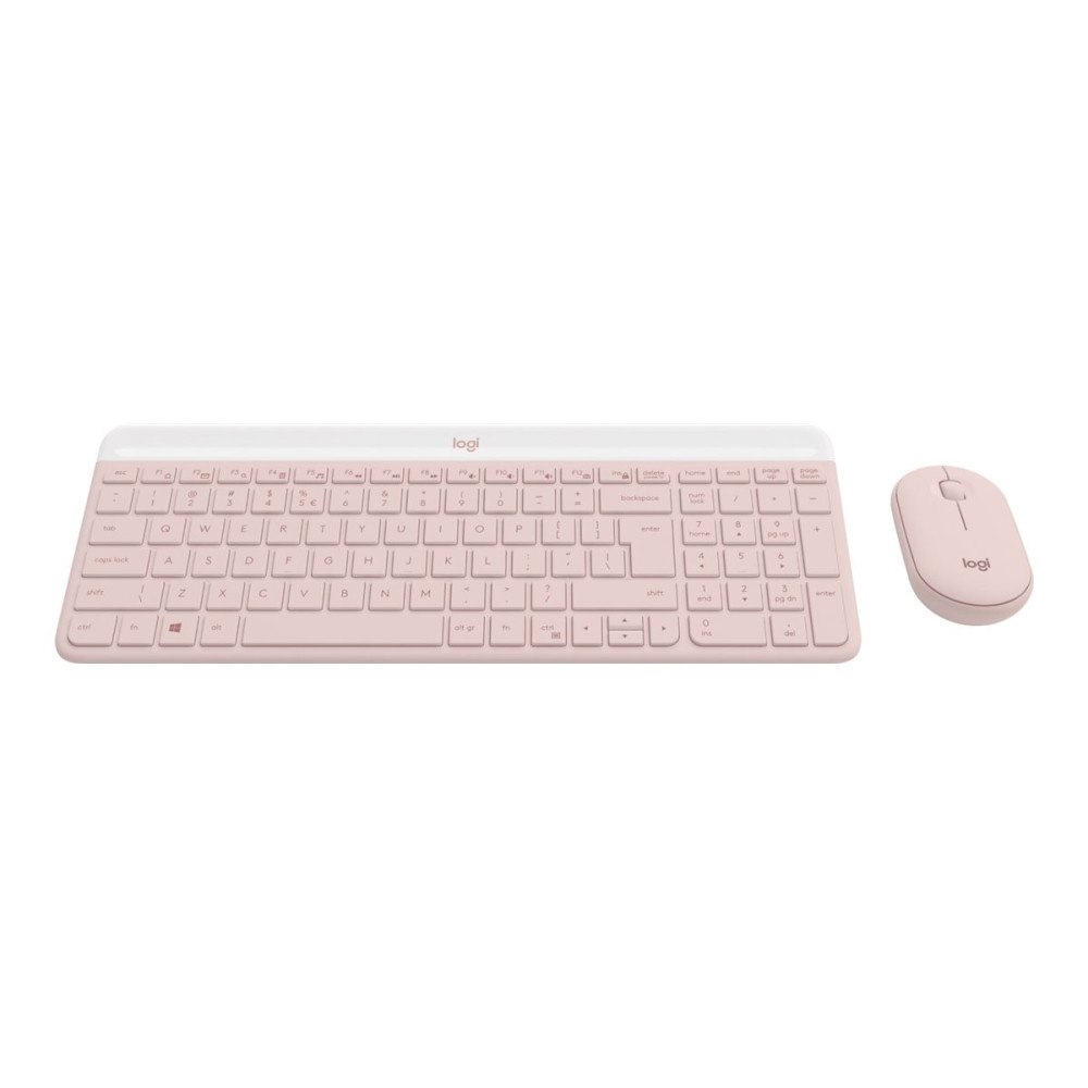 Logitech Logitech Slim Wireless Combo MK470 - sats med tangentbord och mus - QWERTY - USA, internationellt - rosa Inmatningsenhet