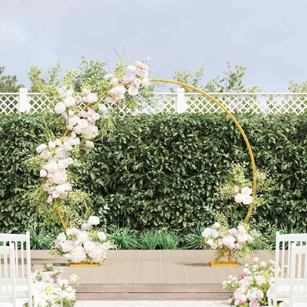 vidaXL Bröllopsbåge Guld 220 x 45 x 200 cm Stål