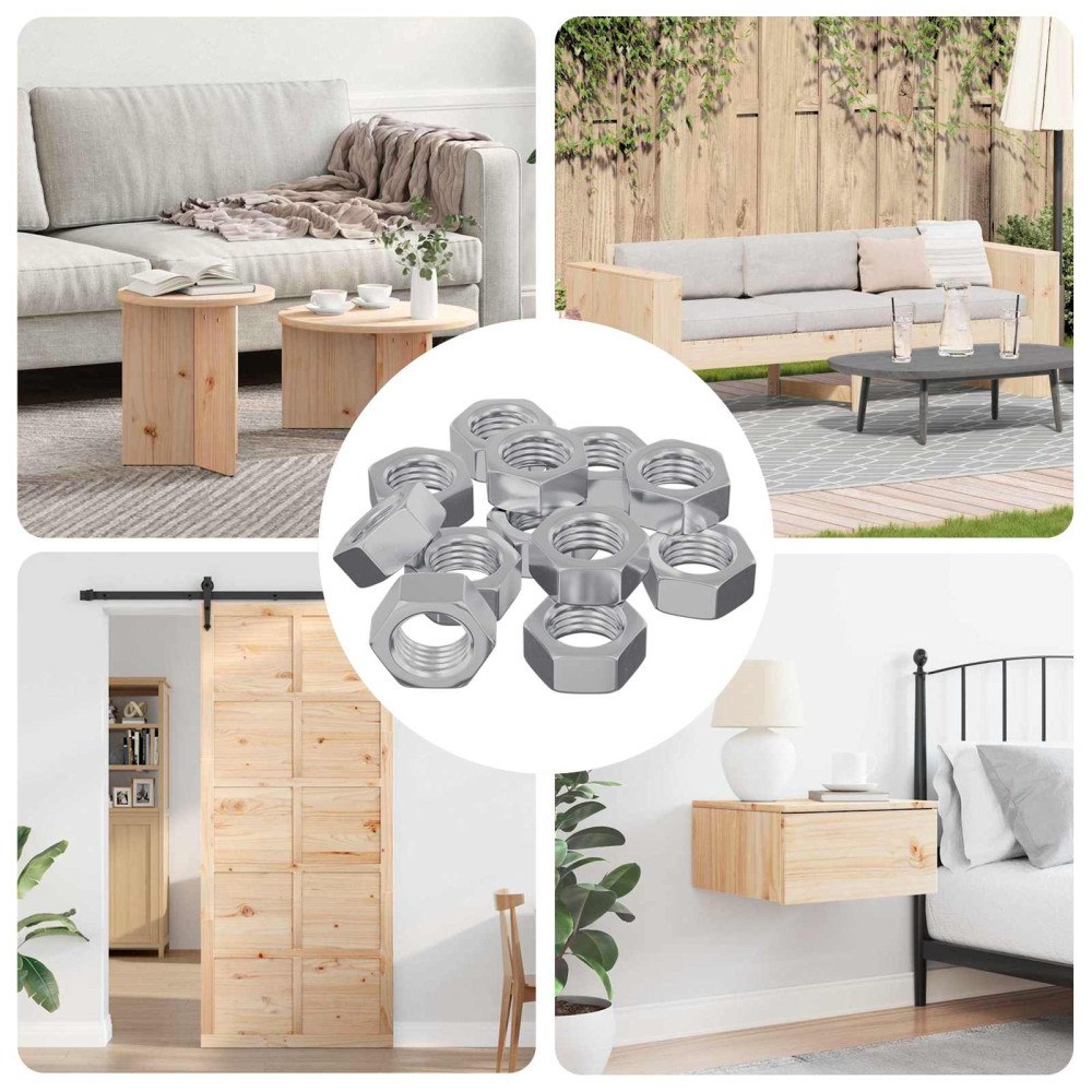 vidaXL Sexkantig mutter 9000 pcs Silver Järn