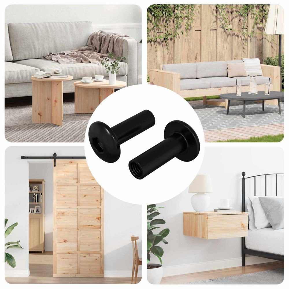 vidaXL Kupplungsmuttrar 2 pcs Svart M4 x 14,5 mm Järn