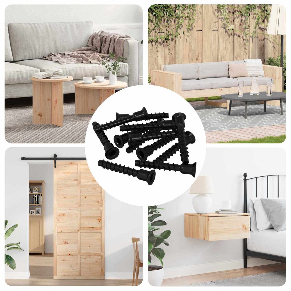 vidaXL Hylssfranskruv 3072 pcs Svart 7 x 40 mm Järn