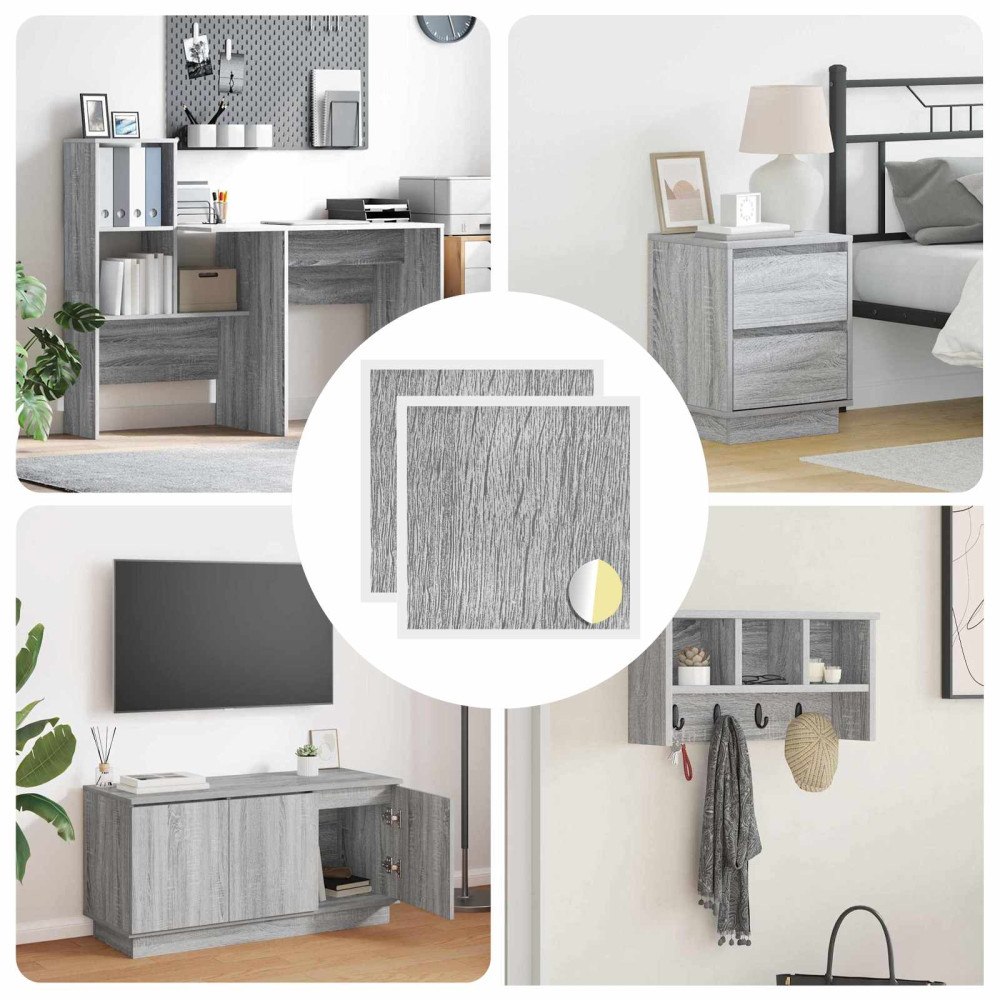 vidaXL Självhäftande skruvomslag 2 pcs Grå Sonoma Ø 20 x 0,5 mm