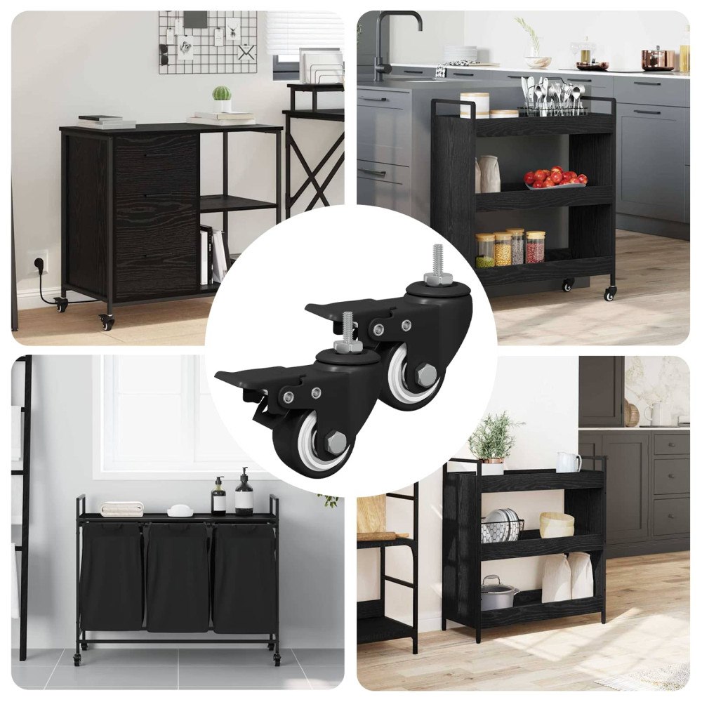 vidaXL Hjul 2 pcs Svart M6 x 37 mm Järn och nylon