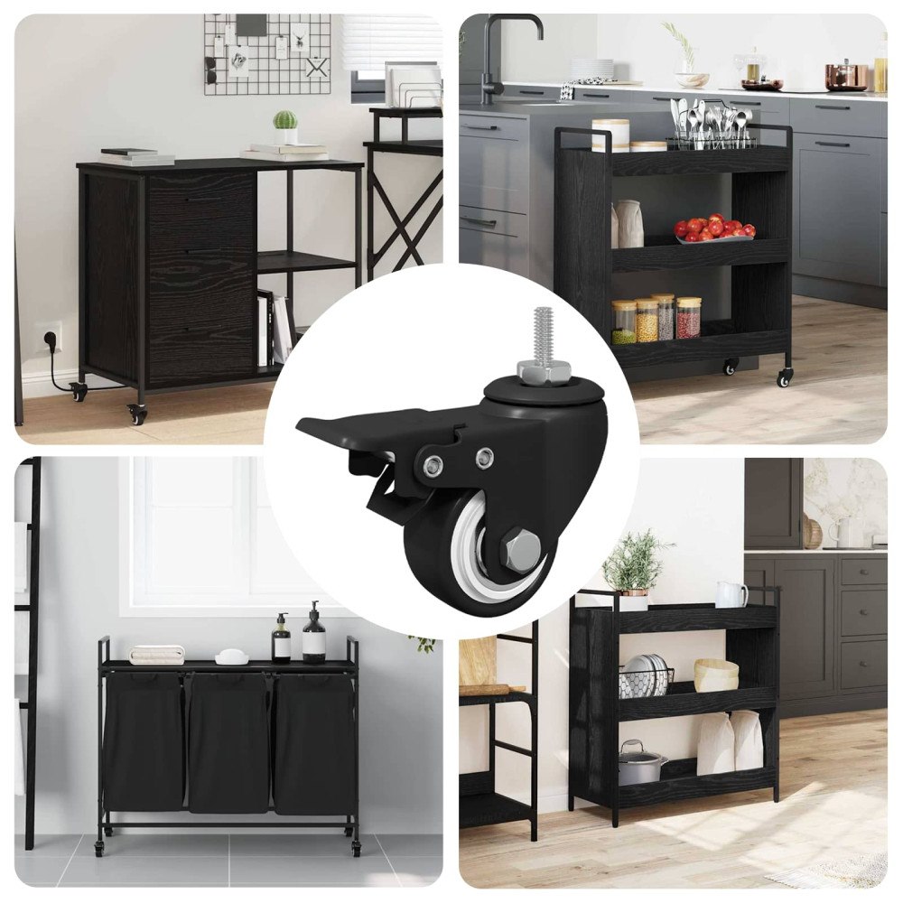 vidaXL Hjul 12 pcs Svart M6 x 37 mm Järn och nylon