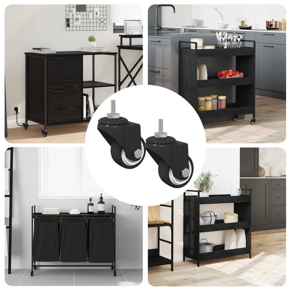 vidaXL Svängbart hjul 2 pcs Svart 40,4 x 40,4 x 19,7 mm Järn och nylon