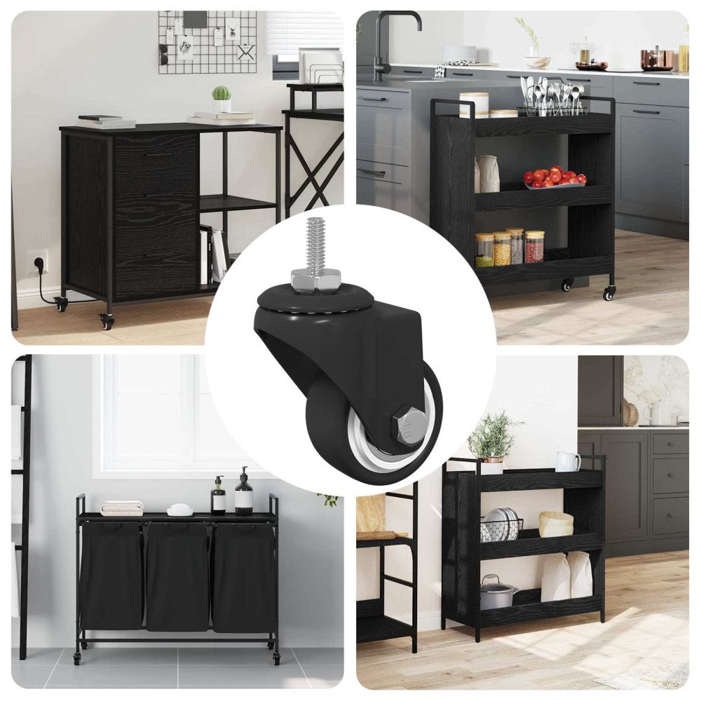 vidaXL Svängbart hjul 12 pcs Svart 40,4 x 40,4 x 19,7 mm