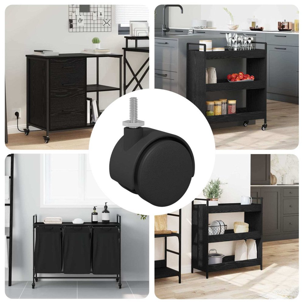 vidaXL Hjul 12 pcs Svart och Silver 40,1 x 40,1 x 37,8 mm Järn och PP