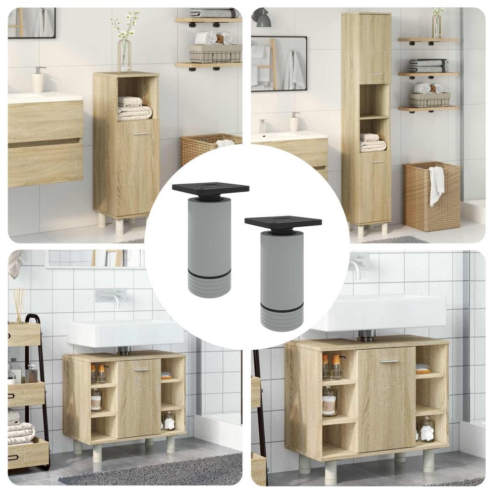 vidaXL Möbelfötter Justerbar 2 pcs Vit 64 x 64 x 100 mm PP