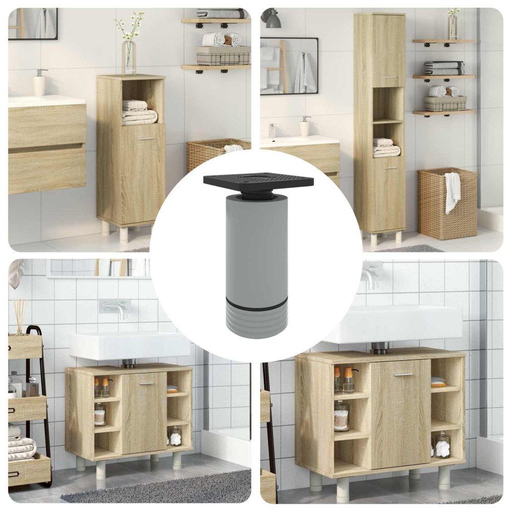 vidaXL Möbelfötter Justerbar 12 pcs Vit 64 x 64 x 100 mm PP