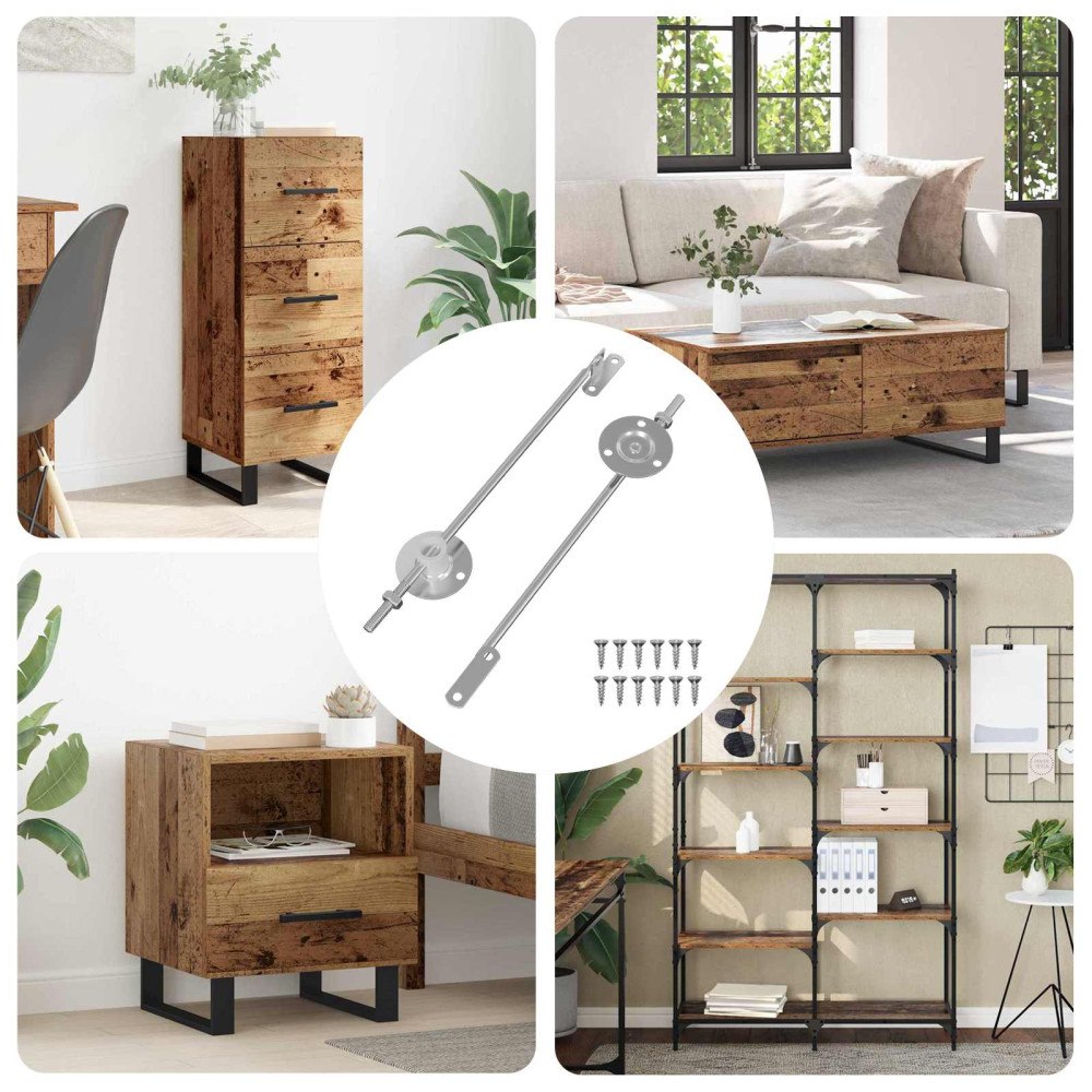 vidaXL Locket stödgångjärn 2 pcs Silver 194 x 36 x 18 mm Järn