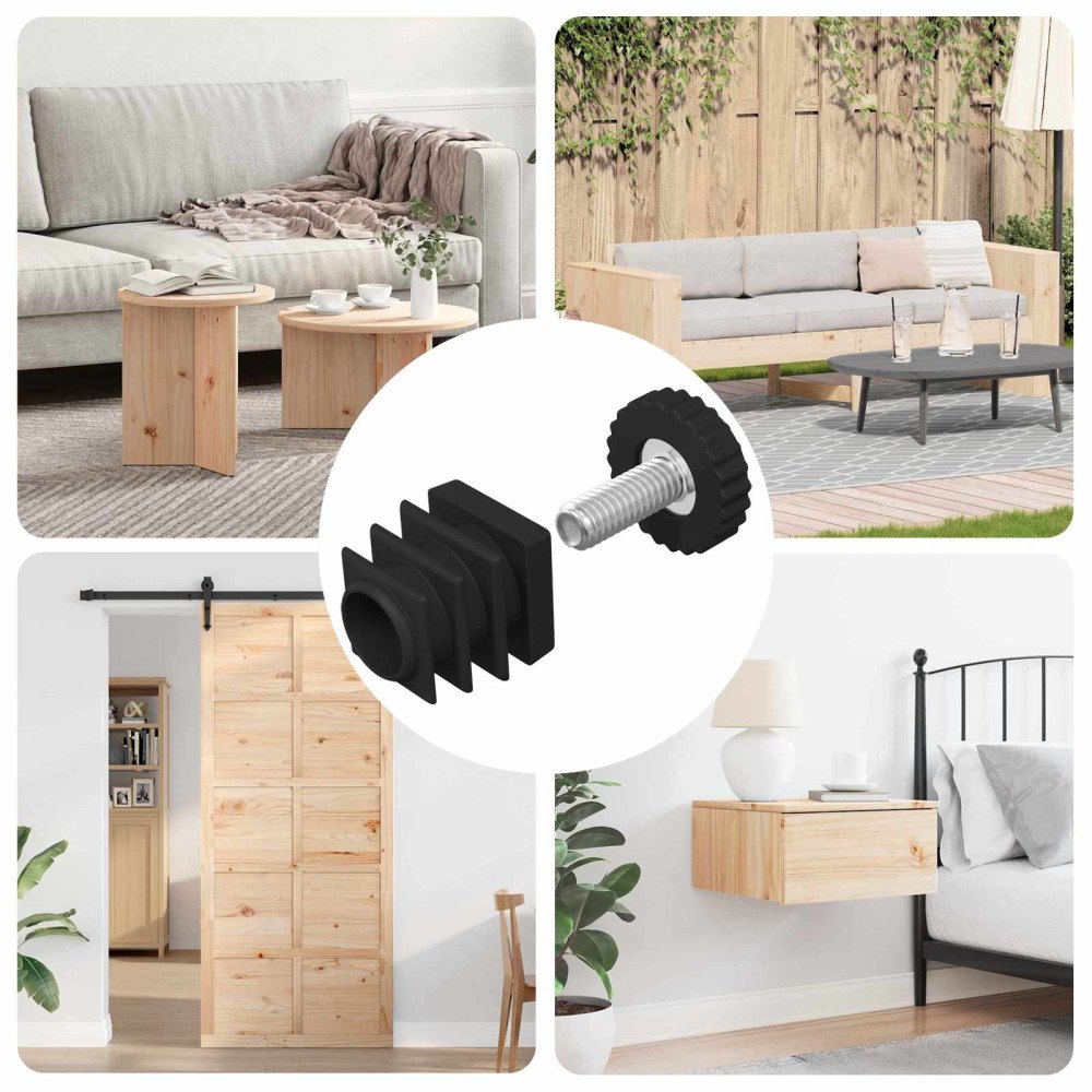 vidaXL Möbeljusterare Justerbar 12 pcs Svart M6 PP