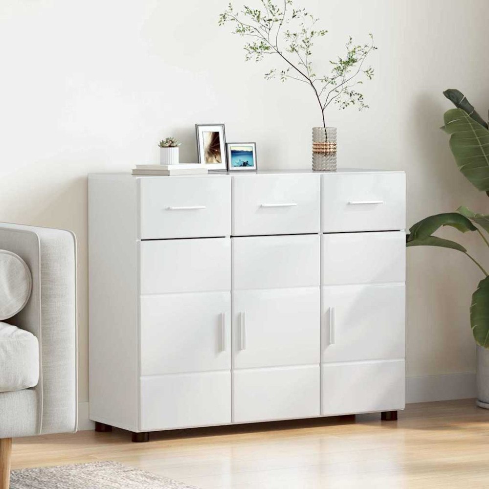 vidaXL Sideboard Högblanka vita 88,5 x 30,5 x 73 cm Konstruerat trä