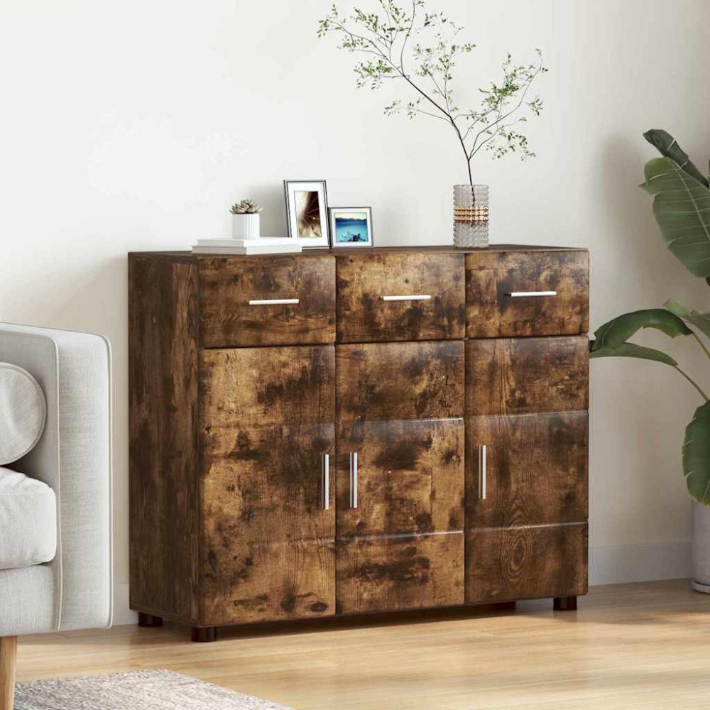 vidaXL Sideboard med hylla Rökt ek 88,5 x 30,5 x 73 cm Konstruerat trä