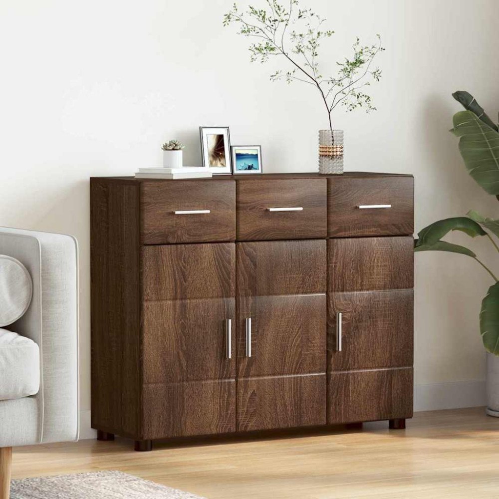 vidaXL Sideboard med hylla Brun Ek 88,5 x 30,5 x 73 cm Konstruerat trä