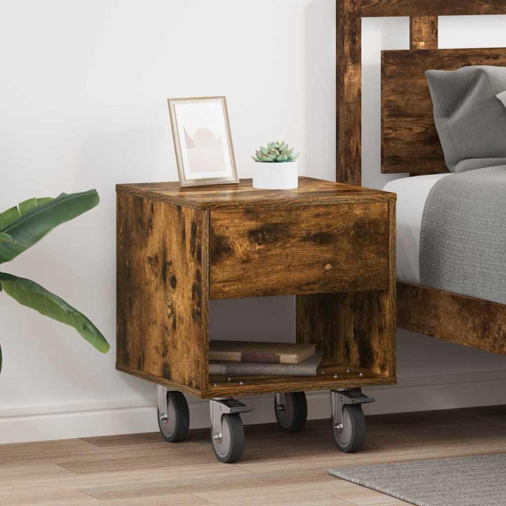 vidaXL Sängbord 2 pcs Rökt ek 40,5 x 40 x 48 cm Konstruerat trä