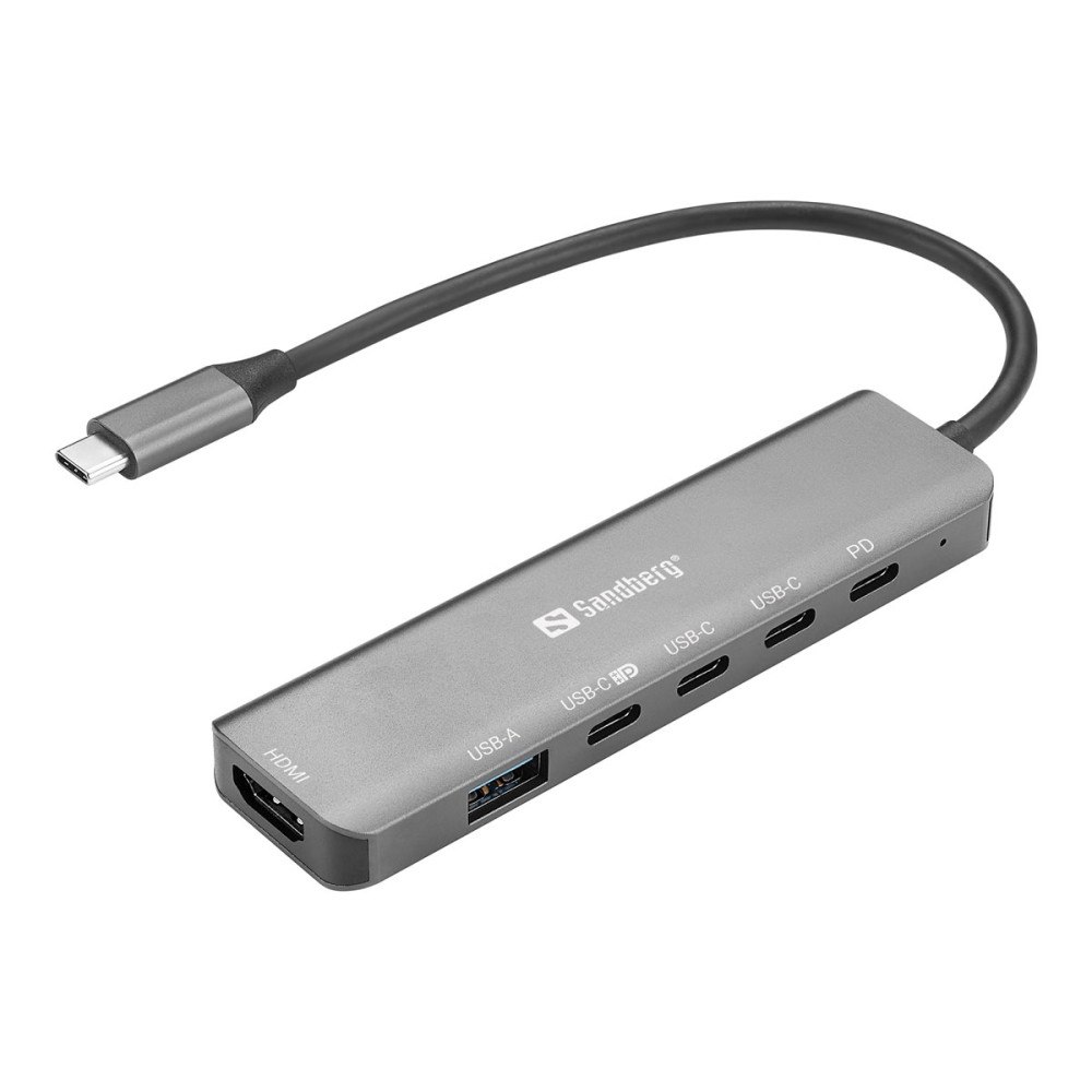 Sandberg Sandberg 6-in-1 MediaDock - dockningsstation - USB-C - HDMI, USB-C