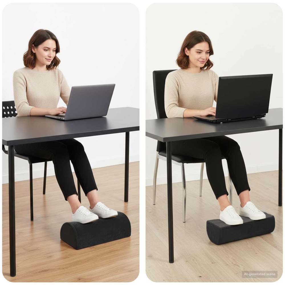 vidaXL Fotstöd Kudde Enfärgad Svart 42 x 18 x 13 cm