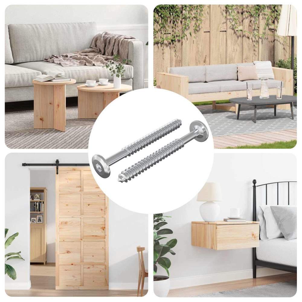 vidaXL Träskruvar 2 pcs Silver M6 x 70 mm Stål