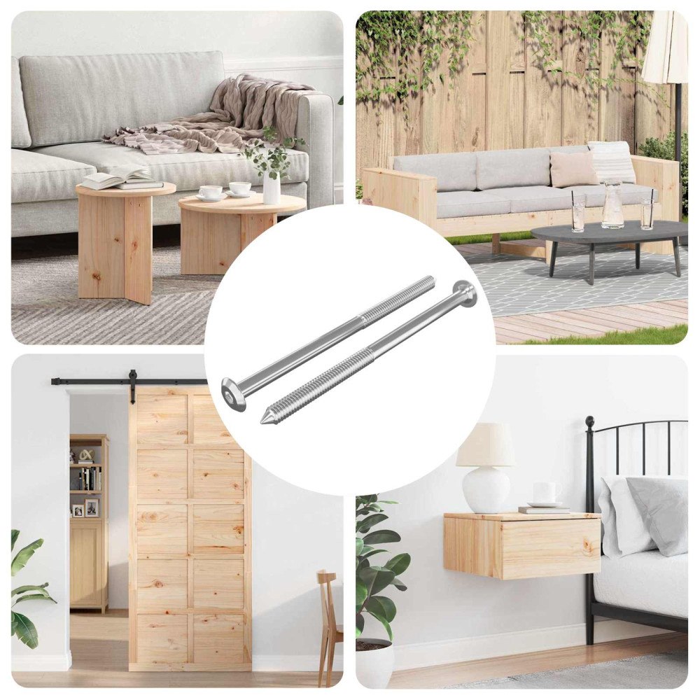 vidaXL Möbelskruvar 2 pcs Silver M6 x 100 mm Stål