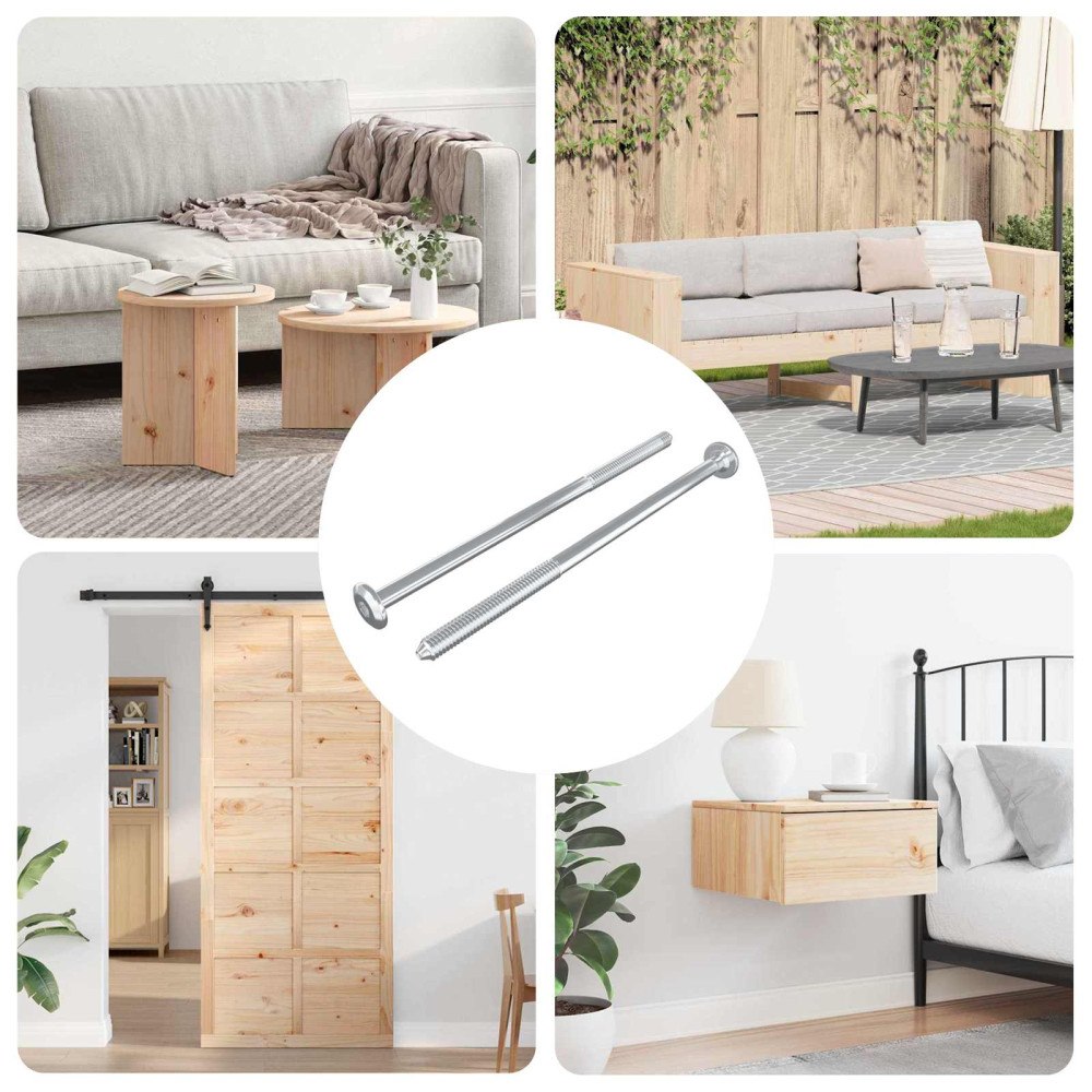 vidaXL Möbelskruvar 2 pcs Silver M6 x 120 mm Stål