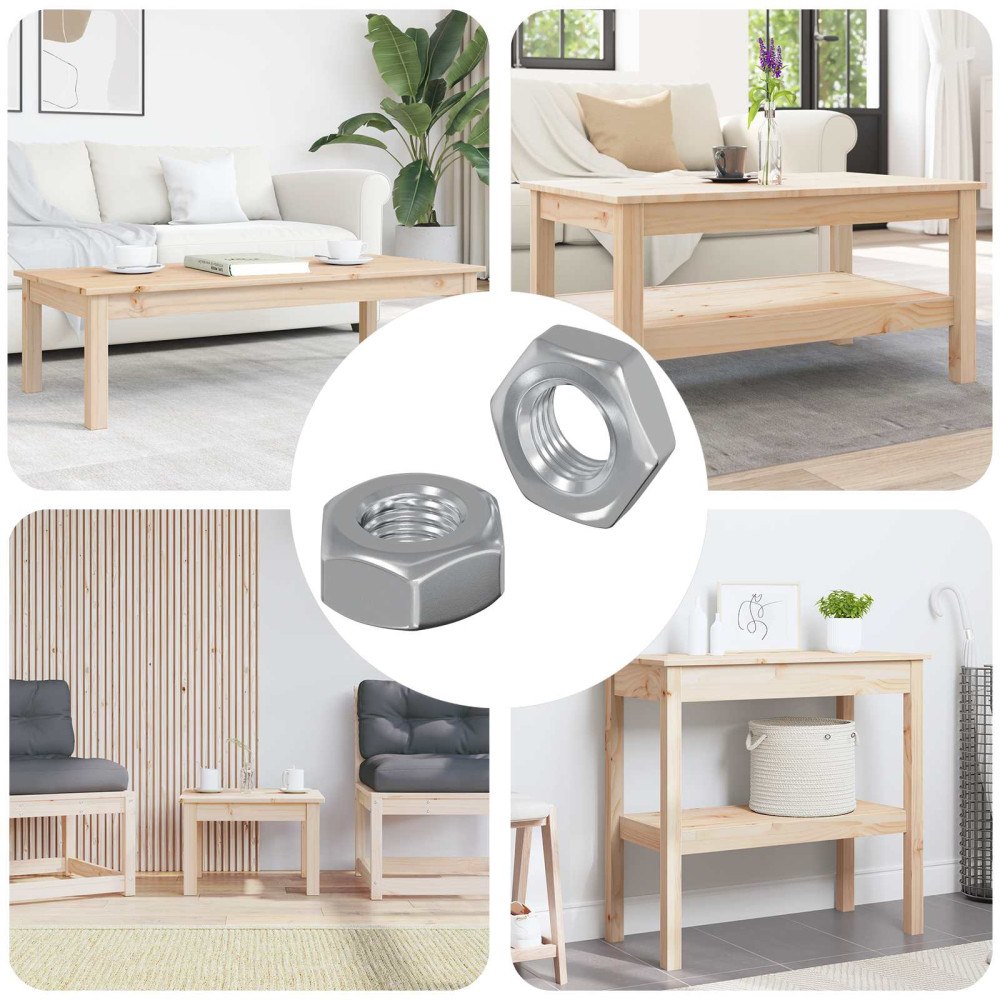 vidaXL Sexkantiga muttrar 2 pcs Silver m8 Järn