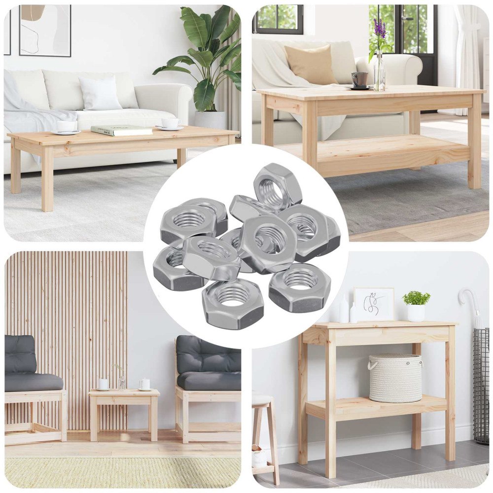 vidaXL Sexkantiga muttrar 3600 pcs Silver Järn