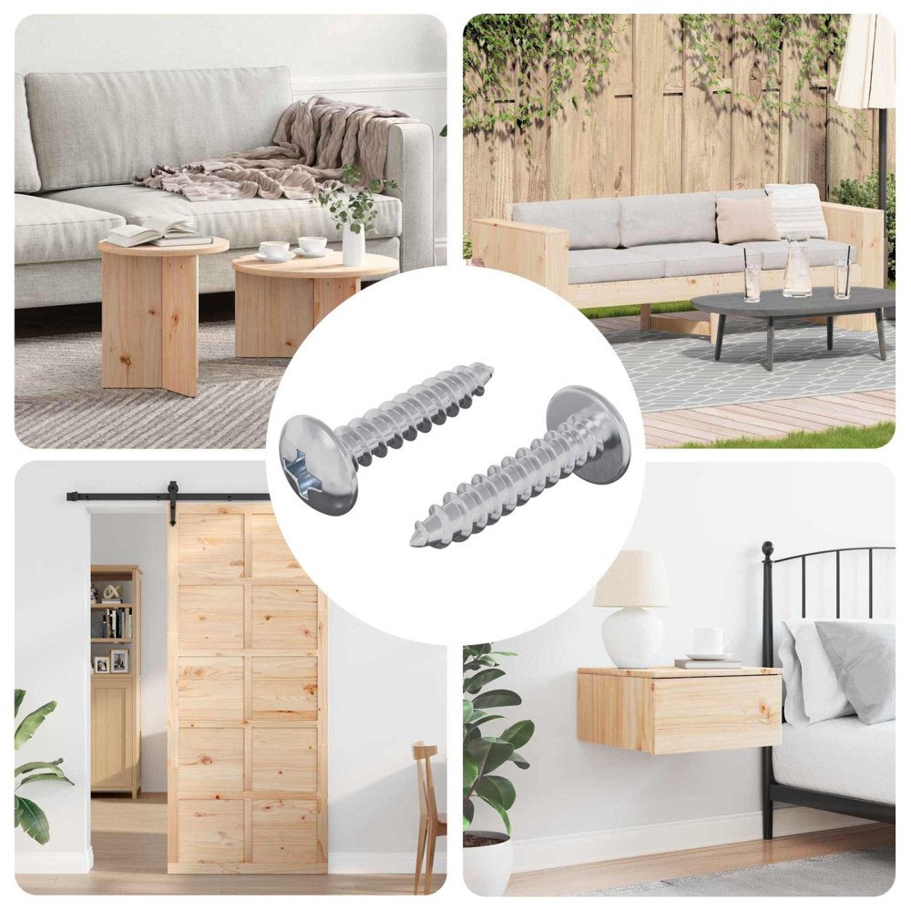 vidaXL Träskruvar 2 pcs Silver M4 x 20 mm Stål