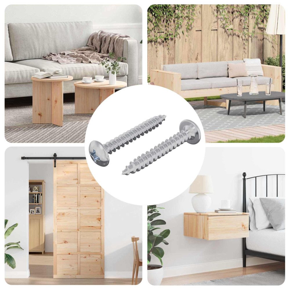 vidaXL Träskruvar 2 pcs Silver M4 x 28 mm Stål