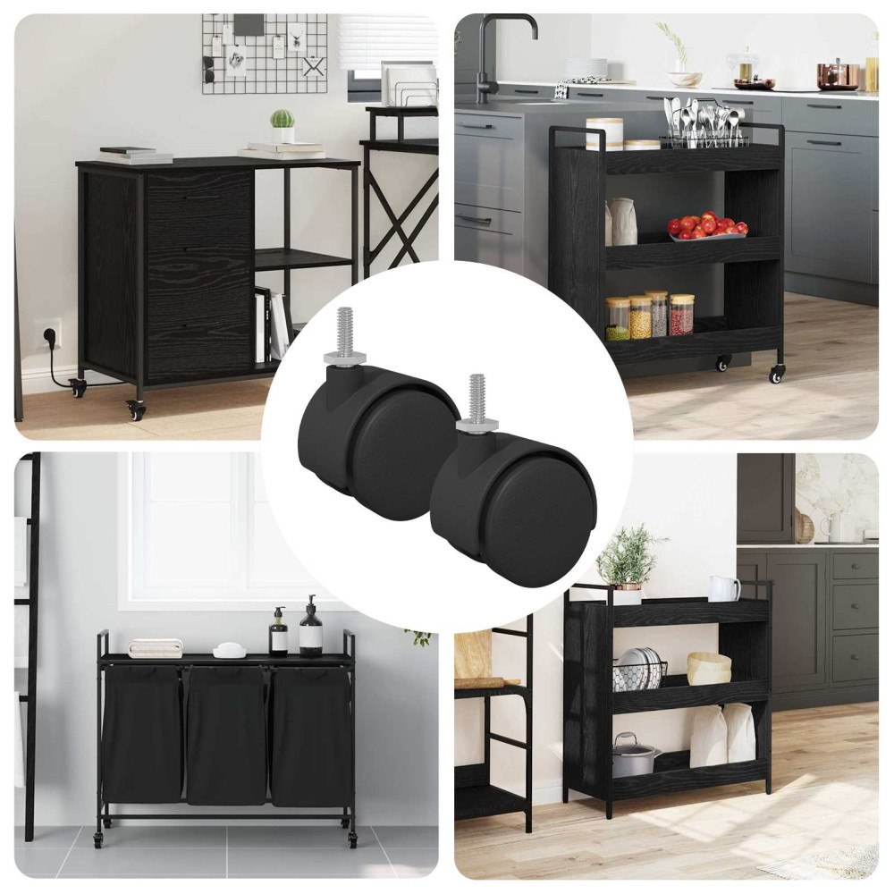 vidaXL Hjul 2 pcs Svart 40,1 x 37,8 mm PP och järn