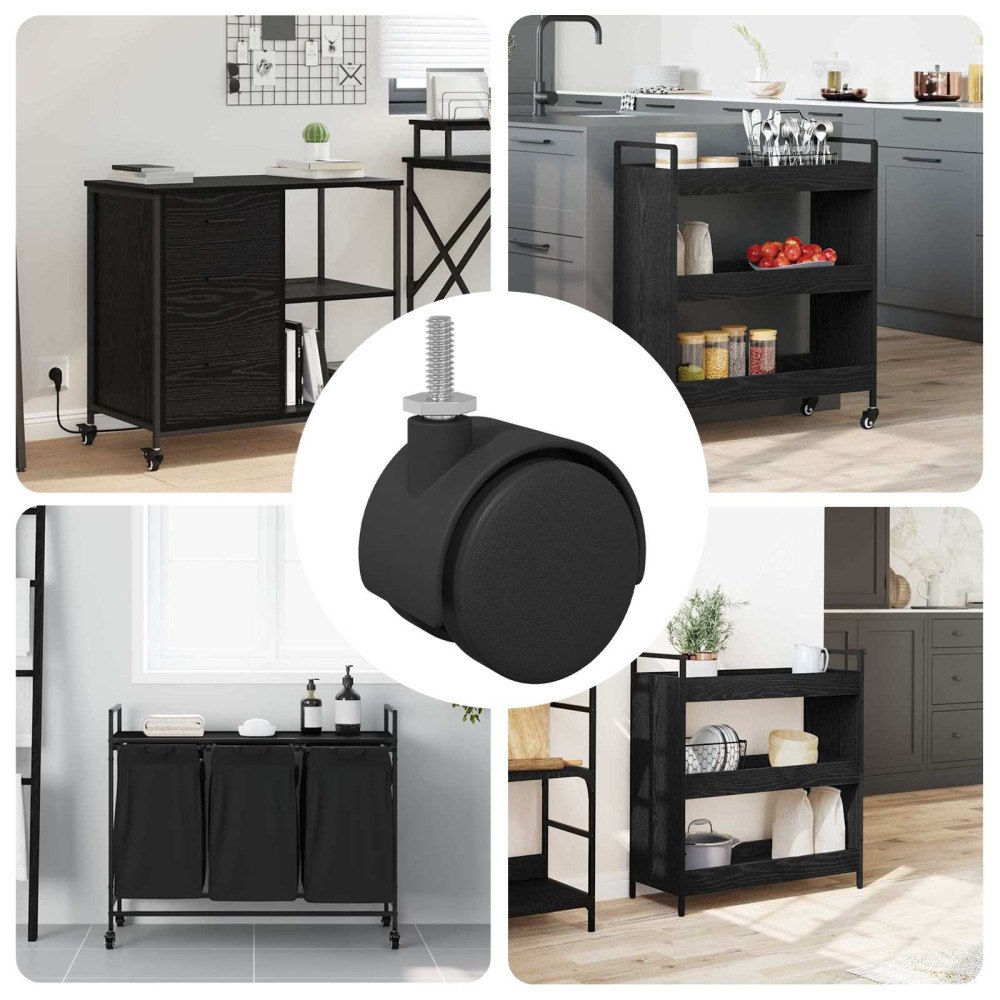 vidaXL Hjul 12 pcs Svart 40,1 x 37,8 mm PP och järn