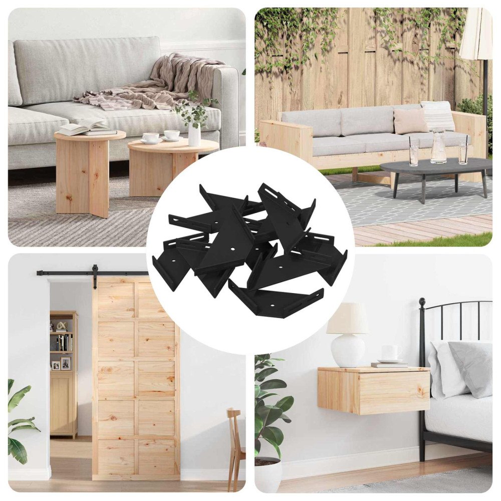 vidaXL Hörnskena 12 pcs Svart 138,5 x 50,5 x 16 mm Järn