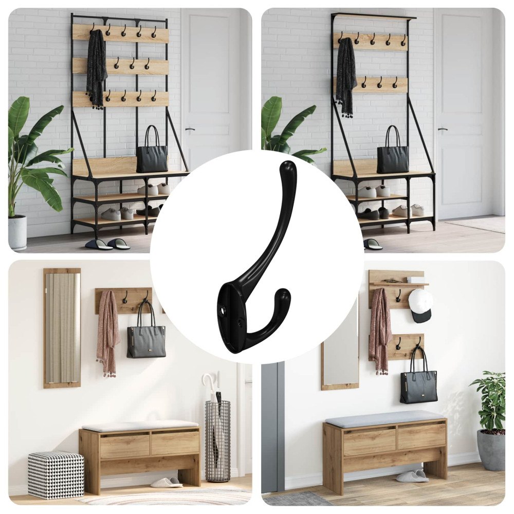 vidaXL Klädhängare 346 pcs Svart 102 x 29 x 47 mm Zinklegering