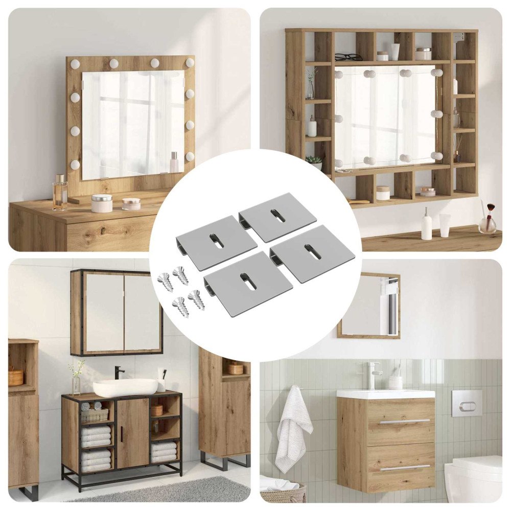 vidaXL Spegelhållarbracket 12 pcs Nickel 35 x 30 x 8,3 mm Stål