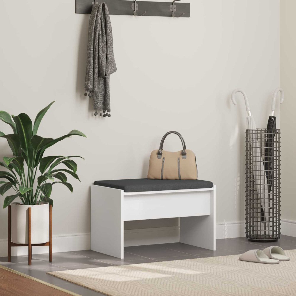 vidaXL Hallbänk med kudde Vit 63 x 38 x 40 cm