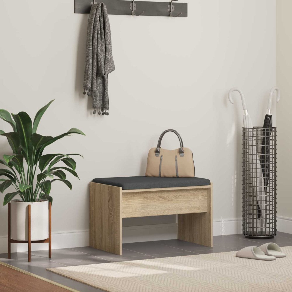 vidaXL Hallbänk med kudde Sonoma-ek 63 x 38 x 40 cm