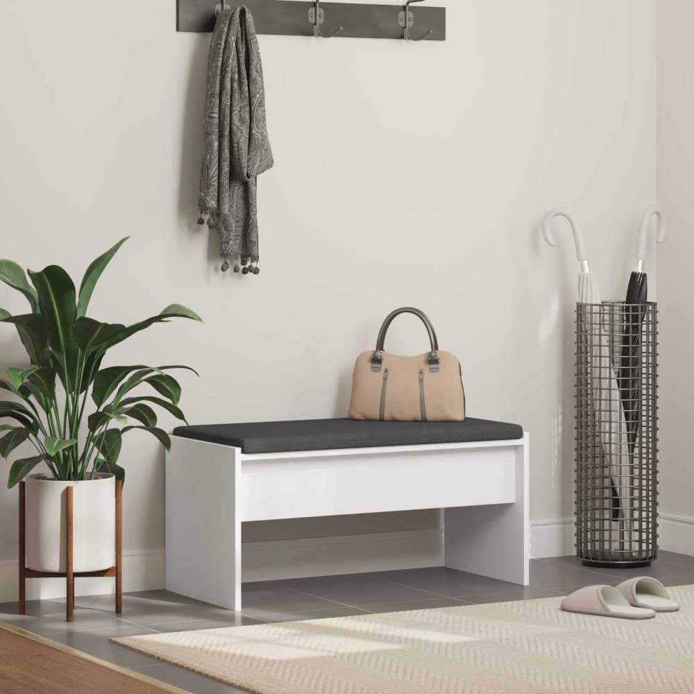 vidaXL Hallbänk med kudde Vit 80 x 38 x 46 cm
