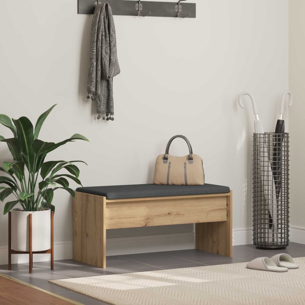vidaXL Hallbänk med kudde Artisan Ek 83 x 38 x 40 cm