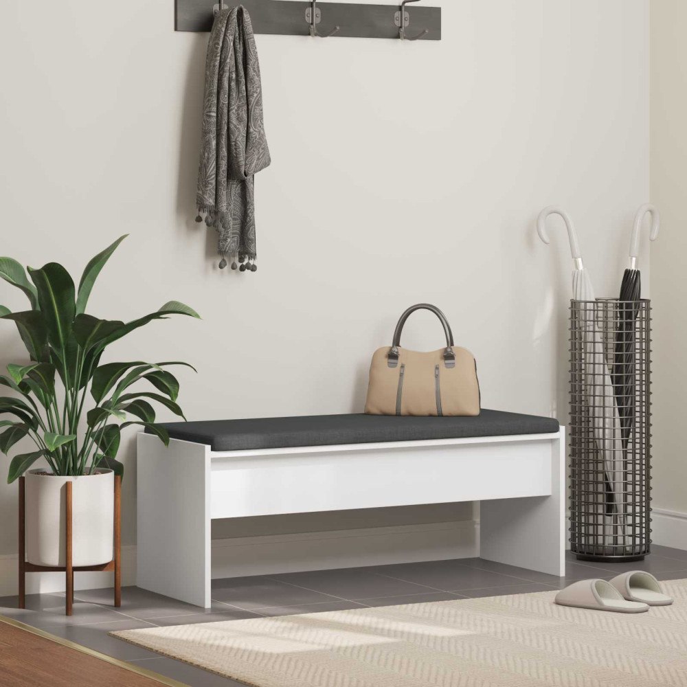 vidaXL Hallbänk med kudde Vit 103 x 38 x 40 cm