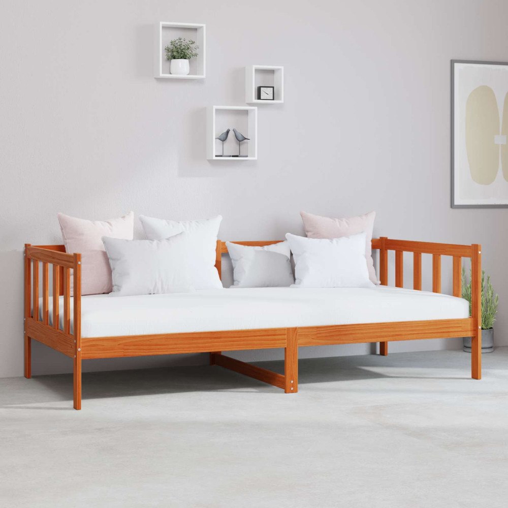 vidaXL Dagsäng med madrass Vaxad Brun och Vit 90 x 200 cm