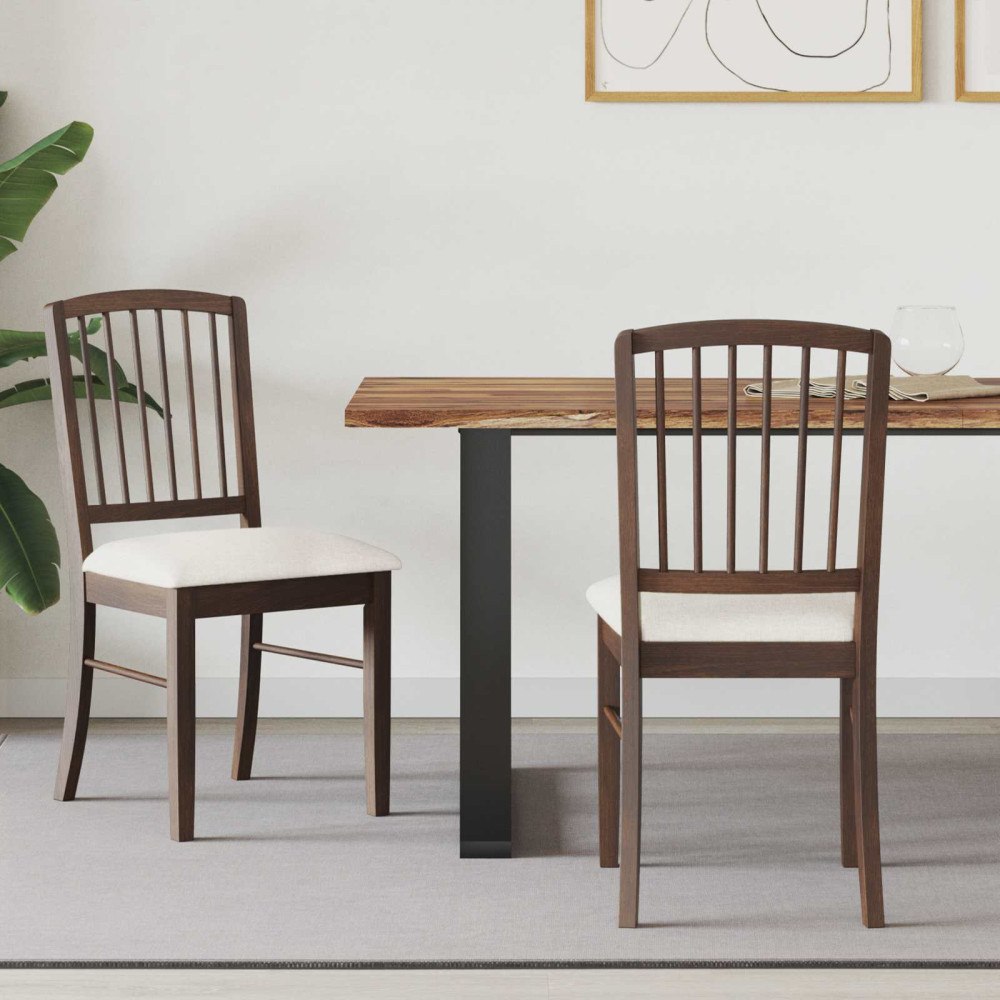 vidaXL Matstolar 2 pcs Ljusbrun 50 x 52,5 x 91 cm Massiv Gummiträ