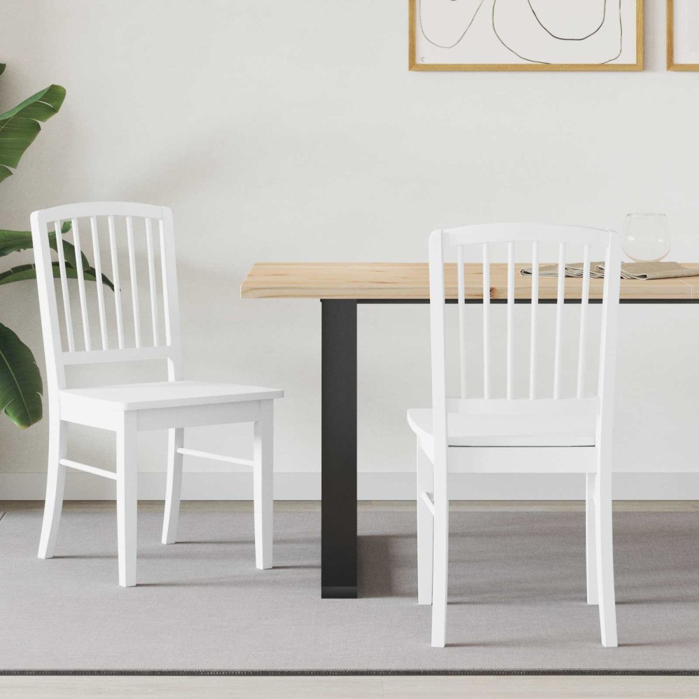 vidaXL Matstolar 2 pcs Vit 50 x 52,5 x 91 cm Massiv Gummiträ