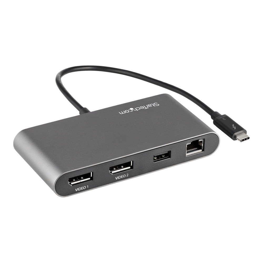 StarTech.com StarTech.com Thunderbolt 3 Mini Dock - Portable Dual Monitor w/ DP 4K 60Hz - 2X USB-A Hub (3.2/2.0), GbE - 28cm Cable -...
